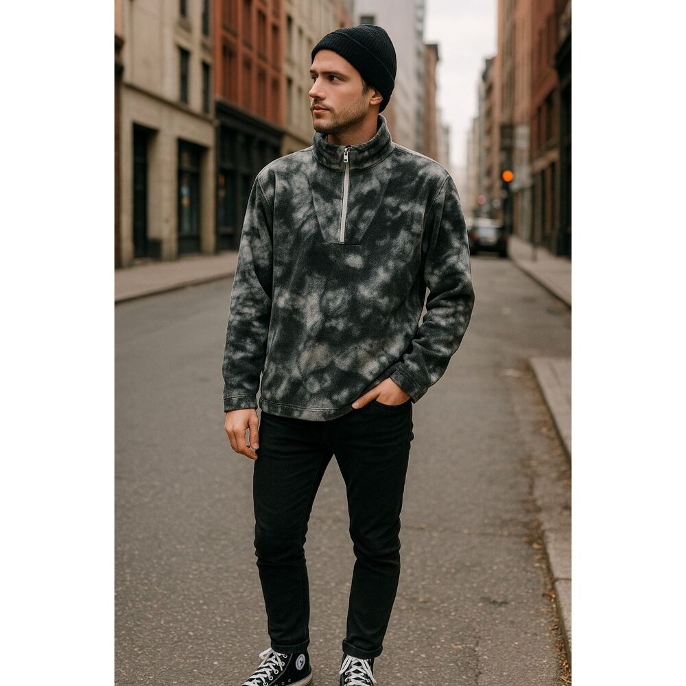 No Boundaries Mens Tie-Dye Fleece Pullover L Urban Streetwear Cozy